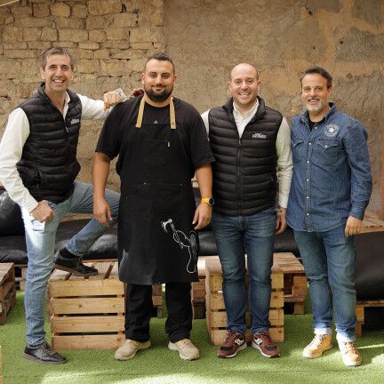 Juan Antonio Pradel (Piritaurus), Miguel Galino (Asador Galino Pueyo), Luis Cabrero (Piritaurus) y Unai López (Estrella Galicia)